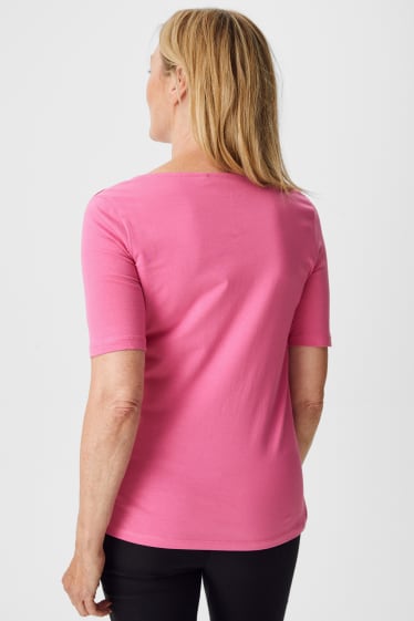 Donna - Confezione da 2 - t-shirt - rosa / blu scuro