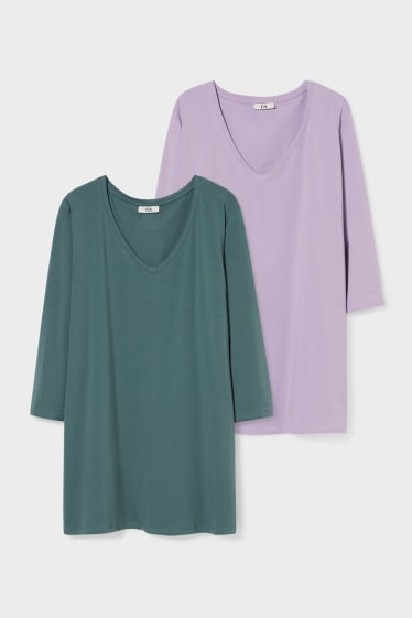 Femei - Multipack 2 buc. - tricou cu mânecă lungă - violet deschis