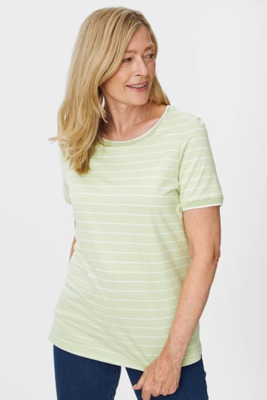 Donna - T-shirt - a righe - verde chiaro