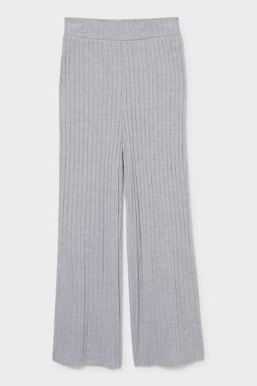 Femmes - Pantalon en jersey - wide leg - matière recyclée - gris clair chiné
