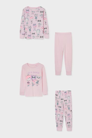 Enfants - Lot de 2 - pyjama - 4 pièces - rose