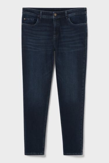 Women - Slim jeans - mid waist - denim-dark blue