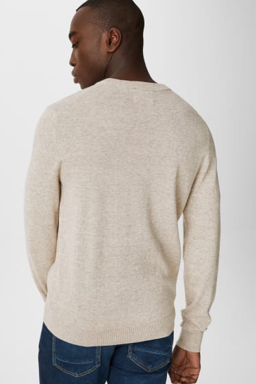 Mężczyźni - Sweter z delikatnej włóczki - brązowoszary