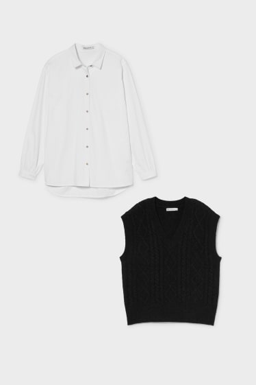 Bambini - Set - camicia e gilè - 2 pezzi - bianco / nero