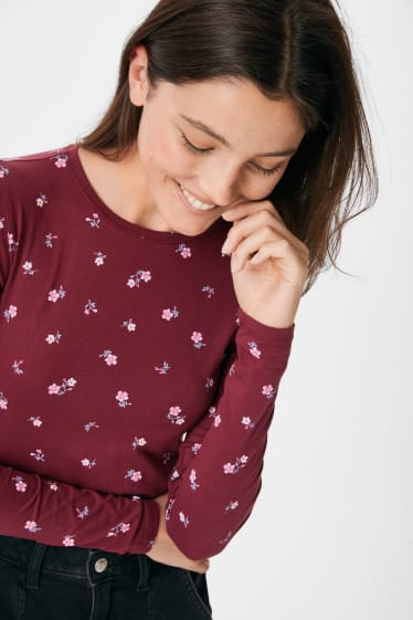 Teens & young adults - CLOCKHOUSE - long sleeve top  - floral - bordeaux