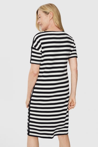 Women - T-shirt dress - striped - white