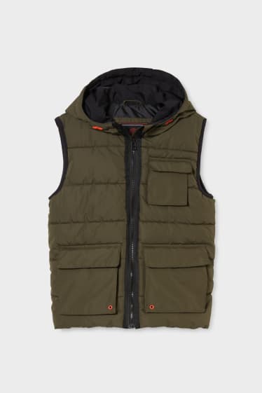 Children - Quilted gilet with hood - khaki