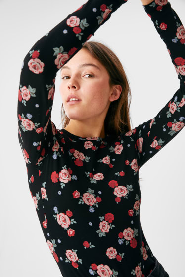 Women - CLOCKHOUSE - long sleeve top  - floral - black