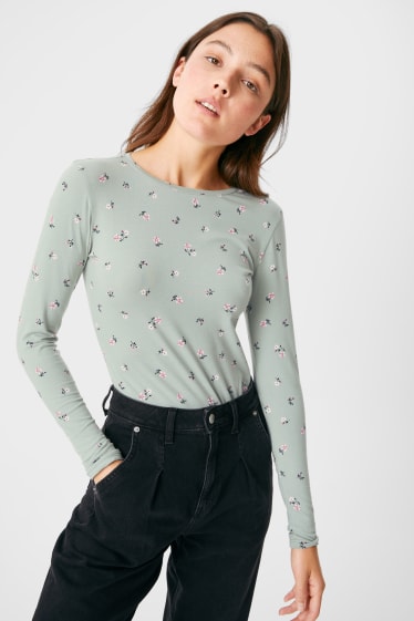 Women - CLOCKHOUSE - long sleeve top - floral - mint green