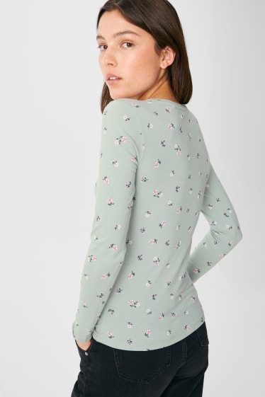 Women - CLOCKHOUSE - long sleeve top - floral - mint green