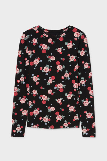 Women - CLOCKHOUSE - long sleeve top  - floral - black