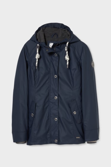 Women - Rain jacket with hood - dark blue