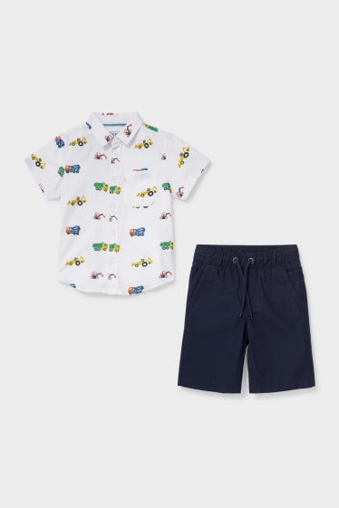 Bambini - Set - camicia e shorts - misto lino - 2 pezzi - bianco