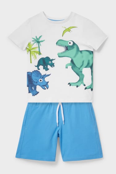 Kinder - Set - Kurzarmshirt und Shorts - blau / weiß