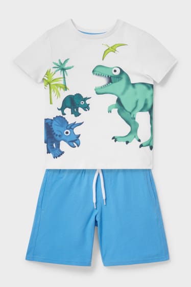 Children - Set - Short Sleeve T-Shirt And Shorts - blue / white