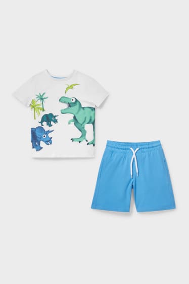 Kinder - Set - Kurzarmshirt und Shorts - blau / weiß