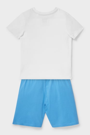 Kinder - Set - Kurzarmshirt und Shorts - blau / weiß