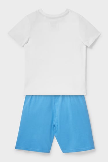 Children - Set - Short Sleeve T-Shirt And Shorts - blue / white