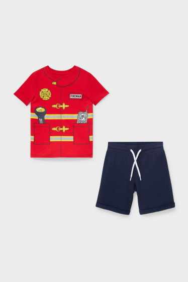 Bambini - Set - t-shirt e shorts di felpa - rosso