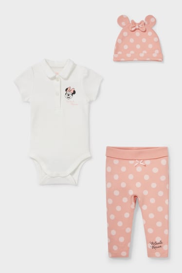 Baby's - Minnie Mouse - baby-outfit - 3-delig - crèmekleurig