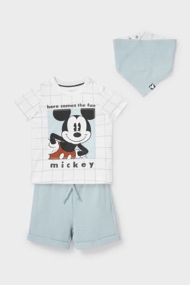 Bébés - Mickey Mouse - ensemble pour bébé - 3 pièces - bleu / blanc