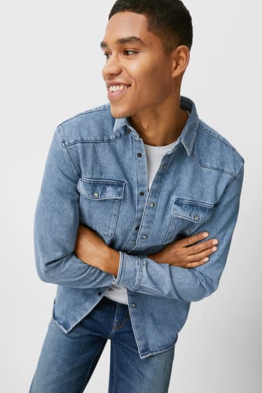 Teens & young adults - CLOCKHOUSE - denim shirt - regular fit - Kent collar - denim-blue
