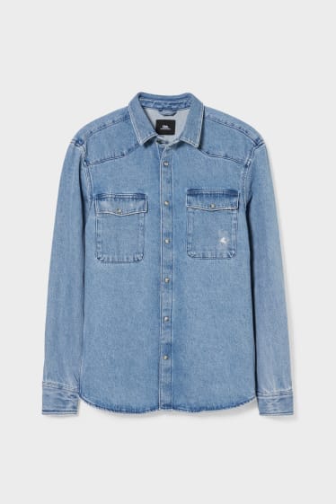 Teens & young adults - CLOCKHOUSE - denim shirt - regular fit - Kent collar - denim-blue