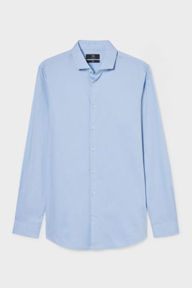 Uomo - Camicia business - body fit - colletto alla francese - Flex - facile da stirare - azzurro