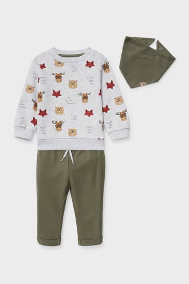 Babies - Baby outfit - 3 piece - dark green / gray