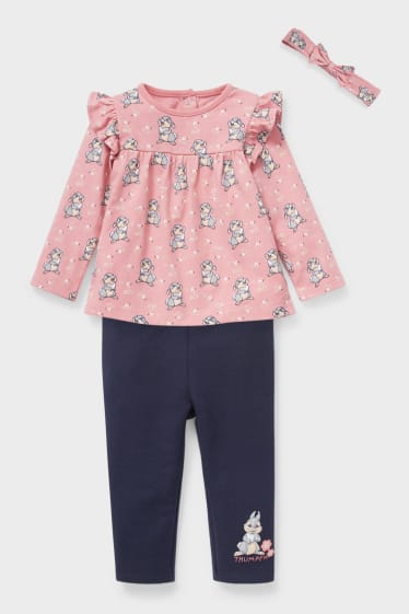 Baby's - Bambi - baby-outfit - 3-delig - roze / donkerblauw