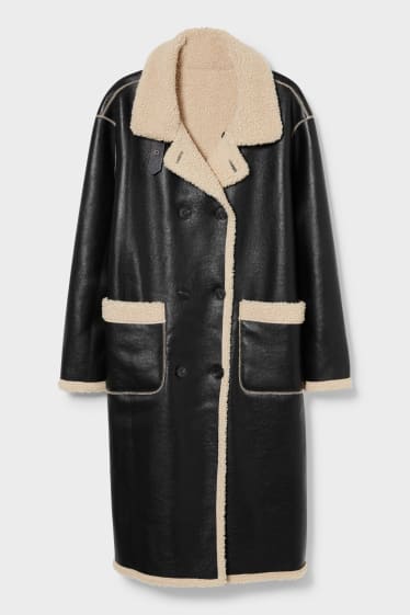 Women - Reversible coat - faux leather - black