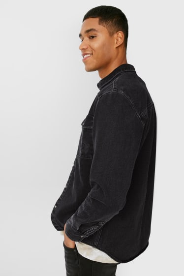Teens & young adults - CLOCKHOUSE - denim shirt - regular fit - Kent collar - denim-dark gray