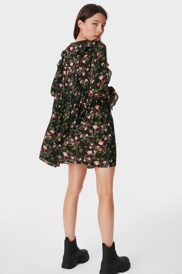 Mujer - CLOCKHOUSE - vestido - de flores - negro