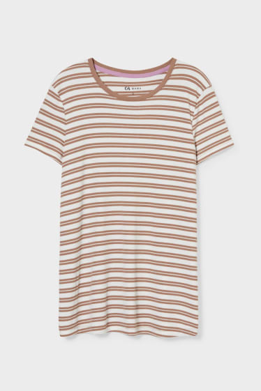 Donna - T-shirt premaman - a righe - marrone chiaro