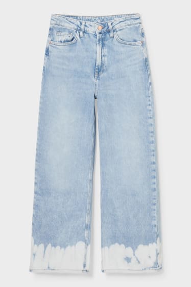 Kobiety - Wide leg jeans - wysoki stan - dżins-jasnoniebieski