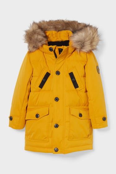 Children - Quilted jacket with hood - yellow