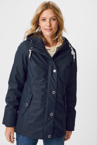 Women - Rain jacket with hood - dark blue