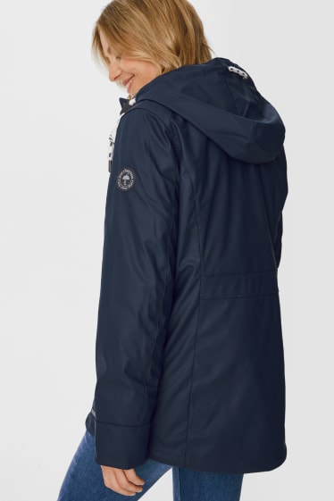 Women - Rain jacket with hood - dark blue