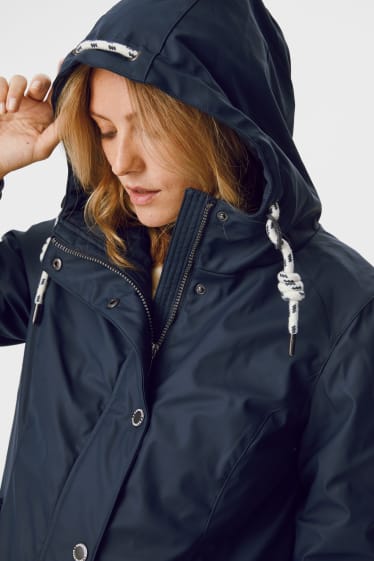 Women - Rain jacket with hood - dark blue