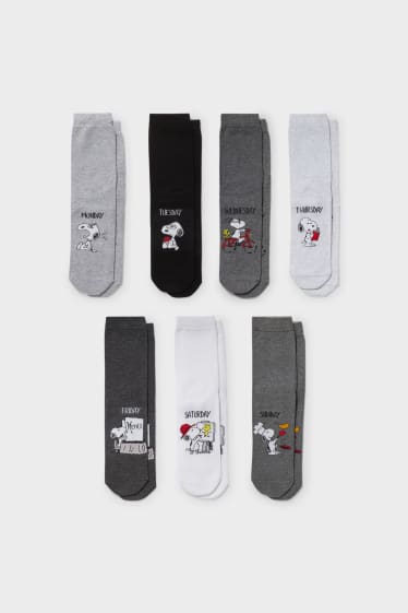 Women - Multipack of 7 - socks - Peanuts - dark gray / white