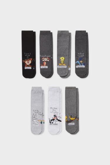 Mujer - Pack de 7 - calcetines - Looney Tunes - gris oscuro / gris claro