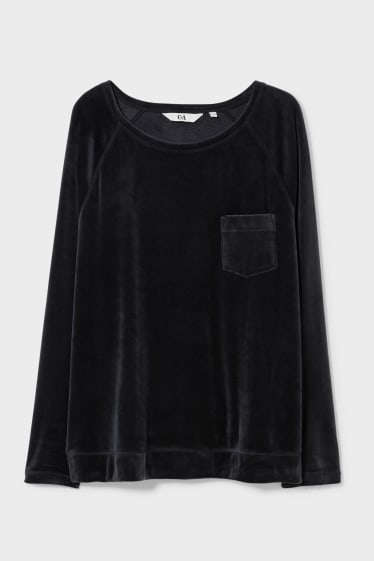 Damen - Samt-Pyjama-Oberteil - recycelt - schwarz
