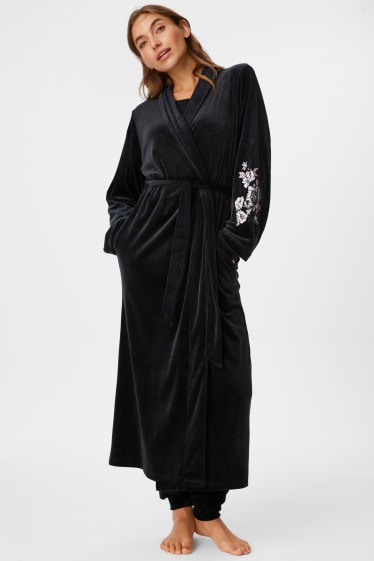 Kobiety - Aksamitne kimono - czarny