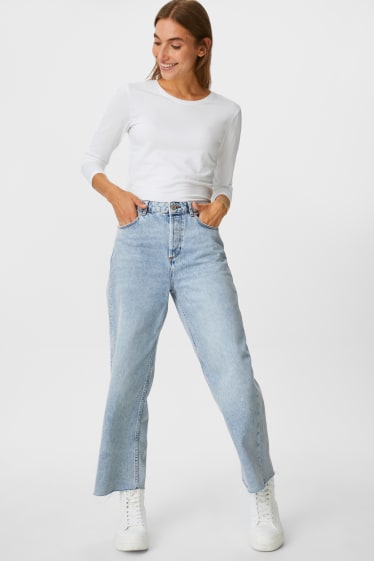 Femei - Premium wide leg jeans - denim-albastru deschis