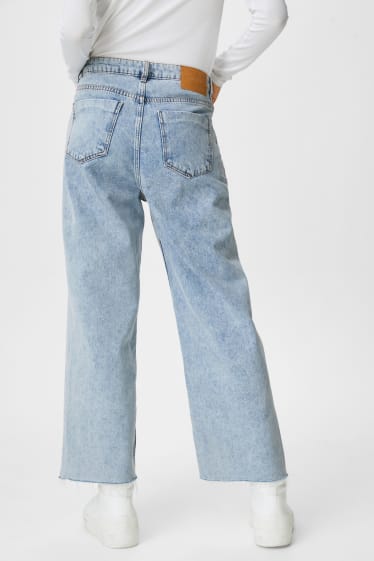 Women - Premium wide leg jeans - denim-light blue