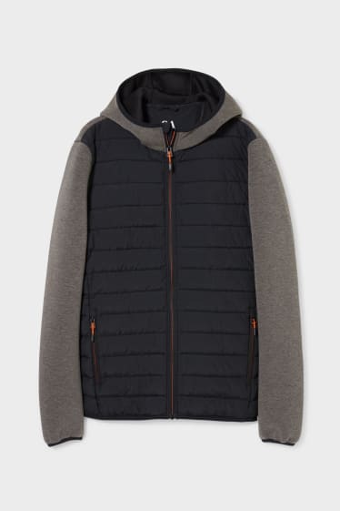 Men - Quilted jacket with hood - black