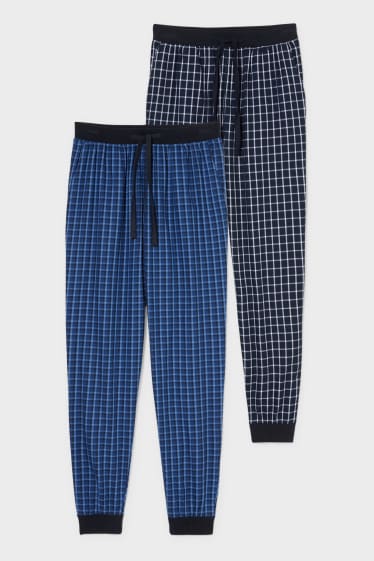 Mężczyźni - Wielopak, 2 pary - Spodnie od piżamy - w kratę - ciemnoniebieski