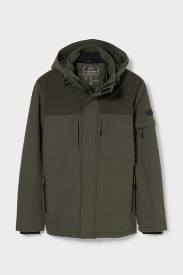 Men - Softshell jacket with hood - khaki