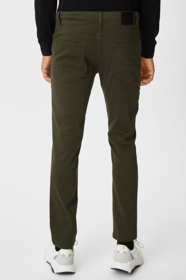 Hommes - Pantalon de toile - slim fit - vert foncé
