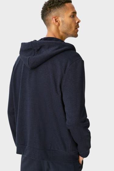 Men - Zip-through sweatshirt with hood - dark blue-melange